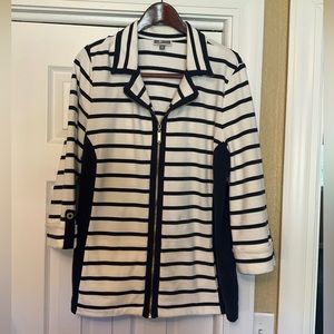Cute navy & white stripe zip-front jacket! XL